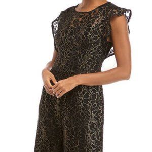 NWT Black & Gold Lace Jumpsuit ~ 12